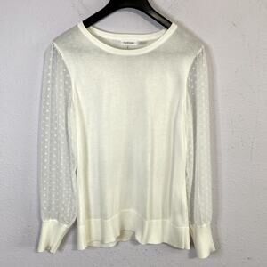 Calvin Klein Women Ivory Pullover Longsleeve Blouse Size M